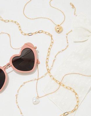 AEO Paquete de 4 collares con corazón dorado