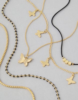 American Eagle AEO Black & Gold Daisy Necklace 5-Pack — фото 2