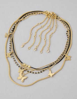 AEO Black & Gold Daisy Necklace 5-Pack