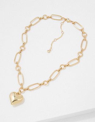 AEO Gold Chunky Heart Necklace