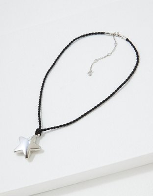 AEO Silver Corded Star Necklace