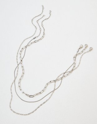 3 Pack Silver Padlock and Snake Chain Necklaces