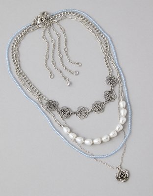 American Eagle AEO Rose & Pearl Necklace 4-Pack — фото 2