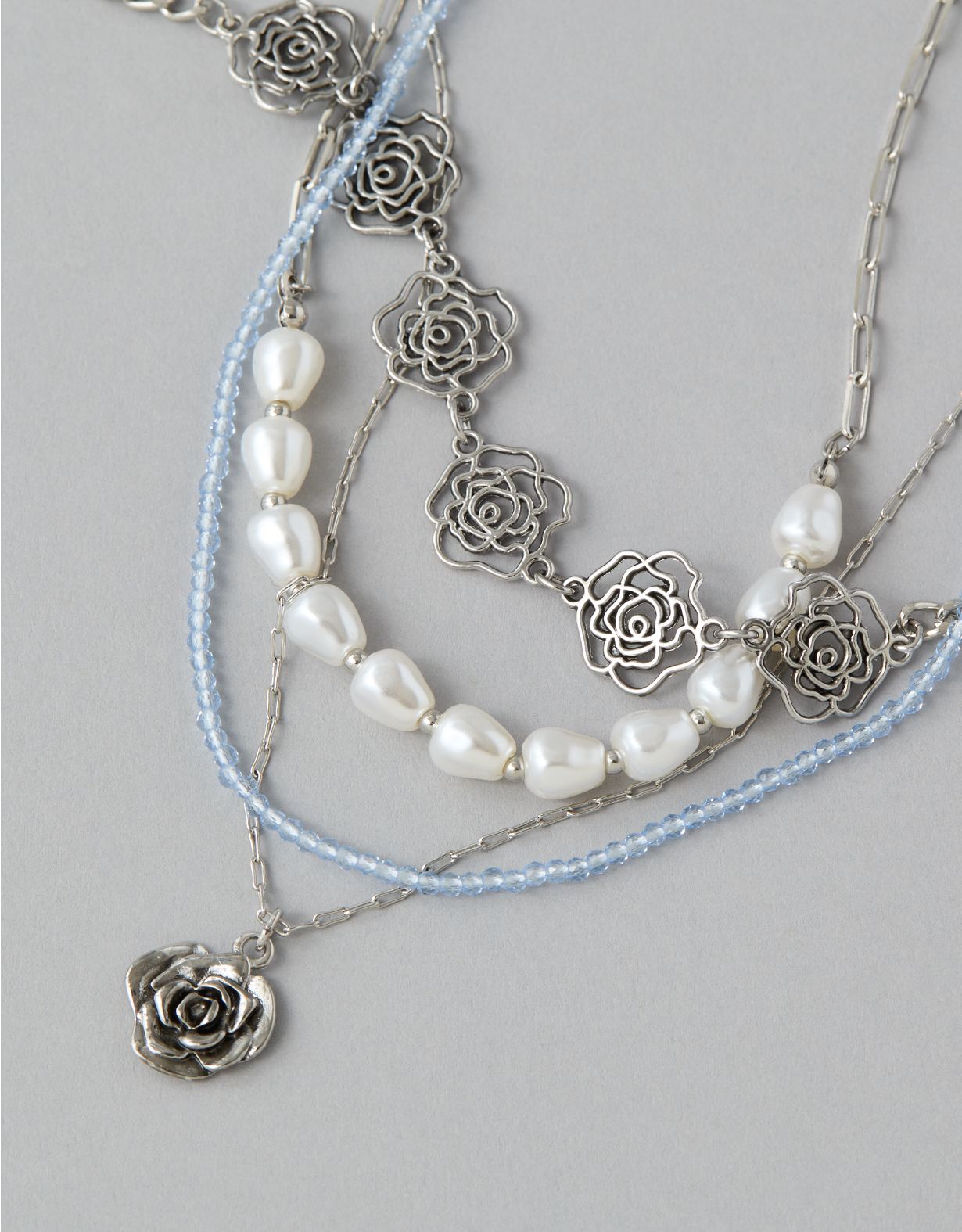 AEO Rose & Pearl Necklace 4-Pack
