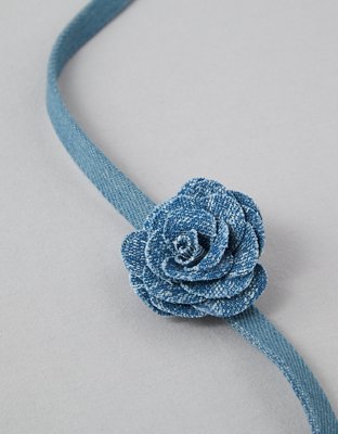 AEO Denim Rosette Choker