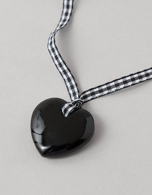 American Eagle AEO Gingham Heart Pendant Necklace — фото 2