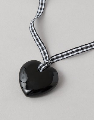 AEO Gingham Heart Pendant Necklace