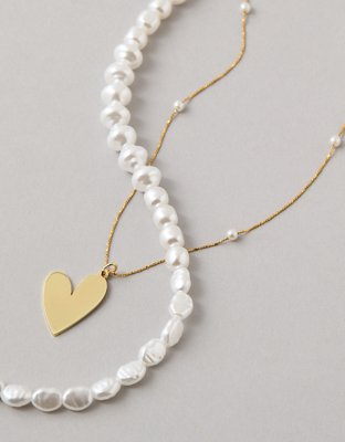 American Eagle AEO Heart & Faux Pearl Necklace 2-Pack — фото 2