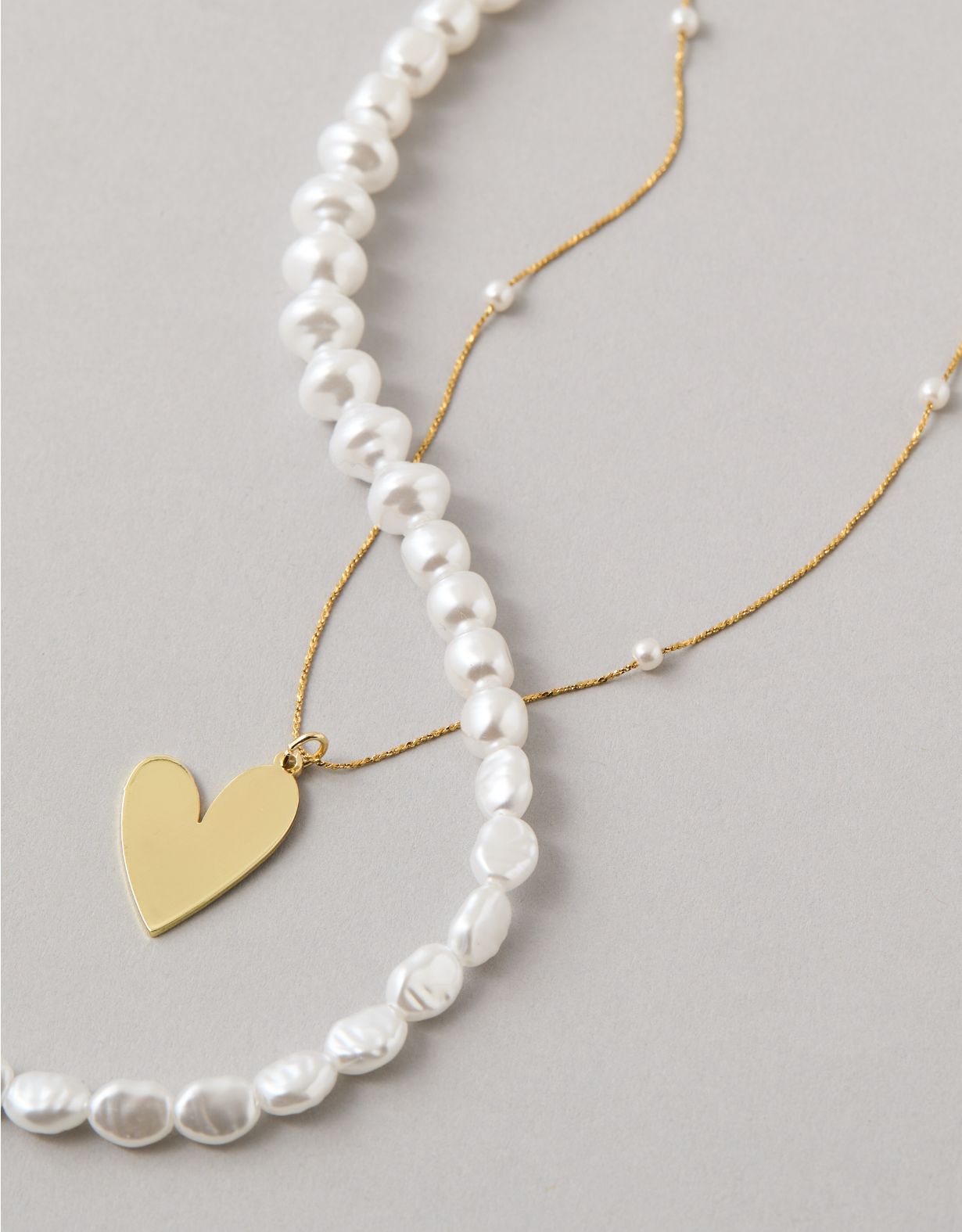 AEO Heart & Faux Pearl Necklace 2-Pack