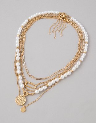 AEO Chunky Pearl Necklace 5-Pack