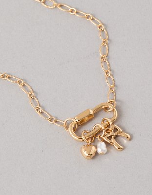 AEO Gold Charm Carabiner Necklace