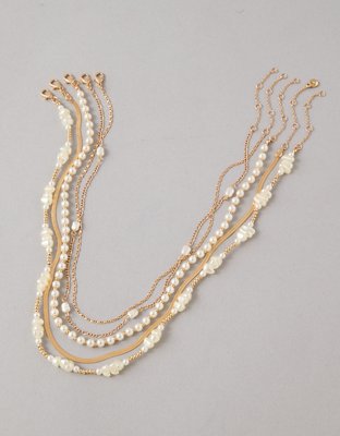 AEO Chipped Pearl Necklace 5-Pack