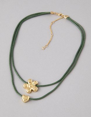 AEO Daisy Heart Layered Necklace