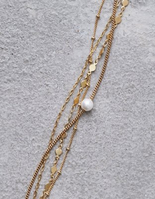 American Eagle AEO Gold Faux Pearl Layering Necklace — фото 3
