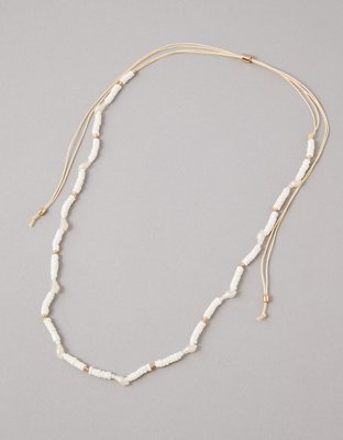 AEO White Beaded Long Necklace