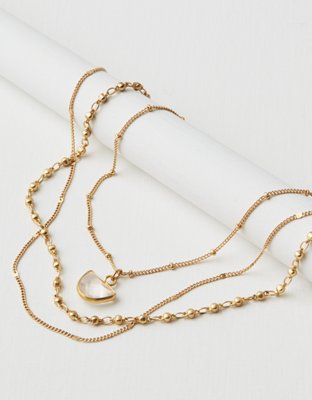 AEO Short Layered Clear Crystal Necklace