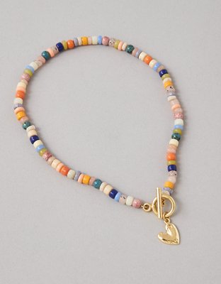 AEO Pride Beaded Heart Necklace
