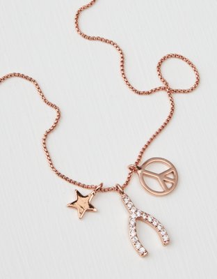 AEO Rose Gold Wishbone Necklace