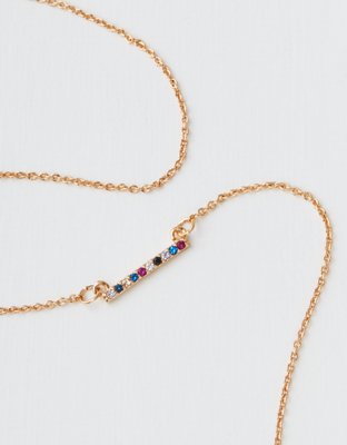 American Eagle AEO Pave Rainbow Bar Necklace — фото 2