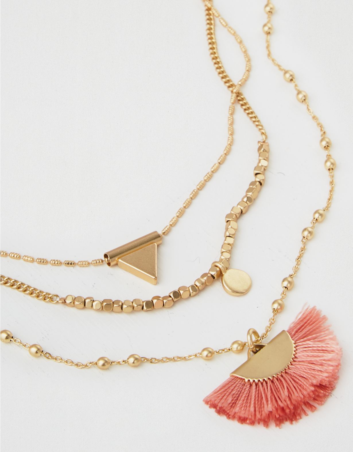 AE Gold Tassel Layering Necklace