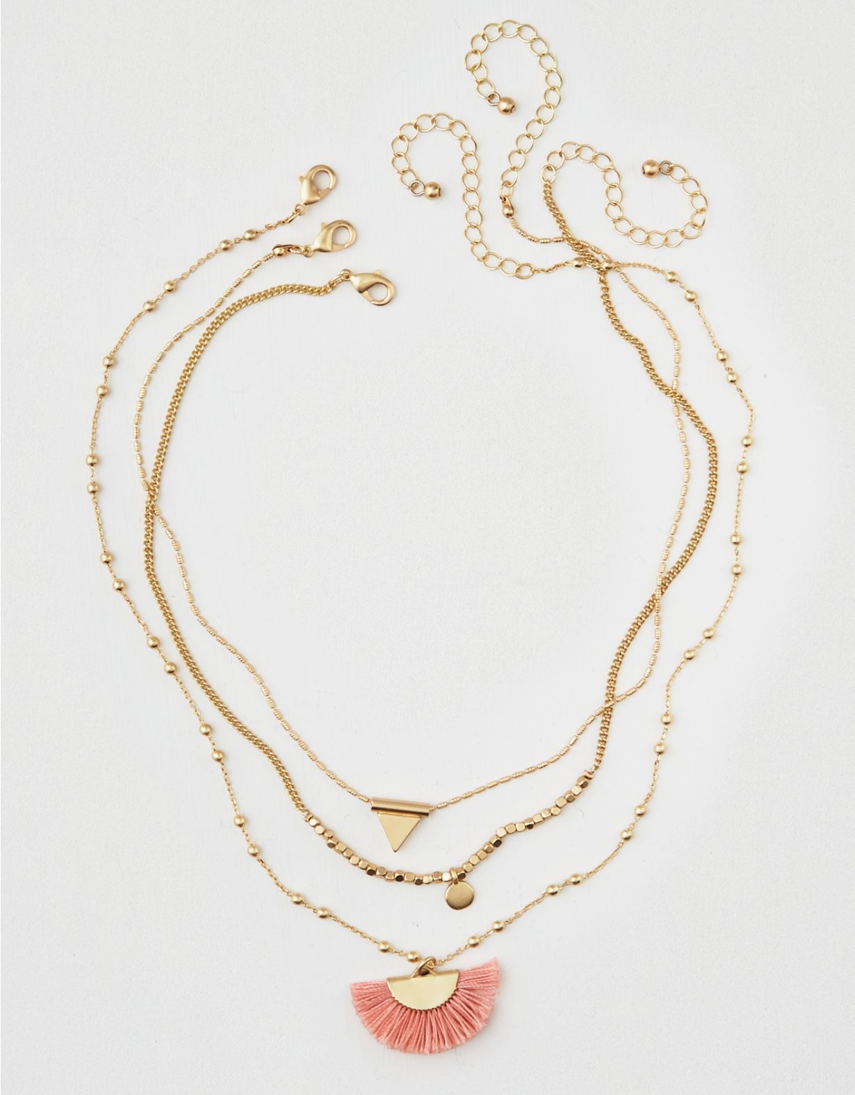 AE Gold Tassel Layering Necklace