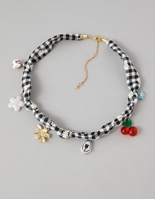 AEO Gingham Charm Necklace