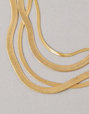 AEO Gold Toned Snake Chain Necklace 4-Pack