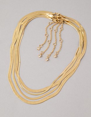 AEO Gold Toned Snake Chain Necklace 4-Pack