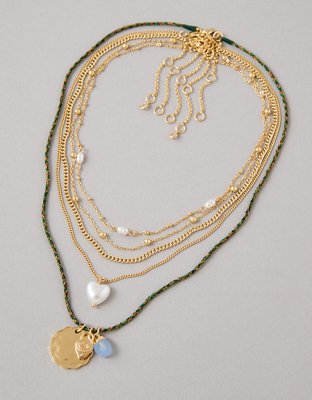 AEO Green Corded Necklace 5-Pack