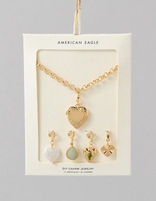 Ensemble collier et breloques avec cœur AEO