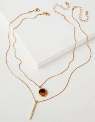 American Eagle AEO Gold + Tortoise Layering Necklace — фото 2