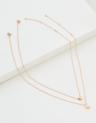 AEO Gold Star + Moon Necklace 2-Pack