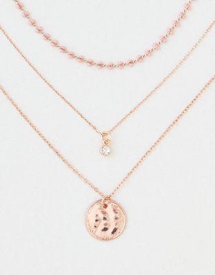 AEO Rose Gold Layering Necklace 3-Pack