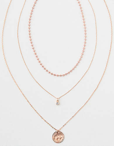 AEO Rose Gold Layering Necklace 3-Pack