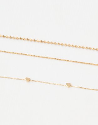 American Eagle AEO Gold Heart Layering Necklace 3-Pack — фото 2