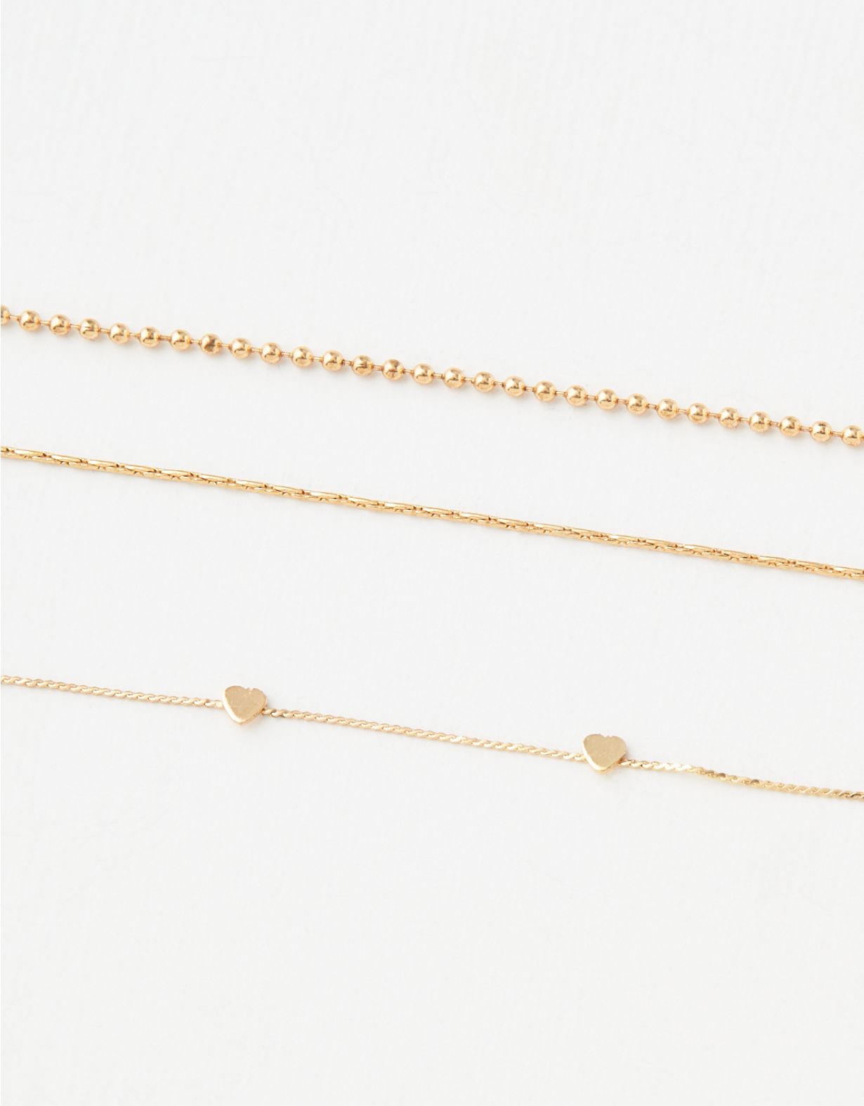 AEO Gold Heart Layering Necklace 3-Pack