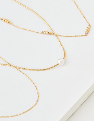 American Eagle AEO Delicate Pearl Necklaces 3-Pack — фото 2