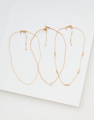 AEO Delicate Pearl Necklaces 3-Pack