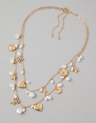 AE Double Chain Pearl Necklace