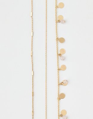 American Eagle AEO Layered Gold Disc Necklace 3-Pack — фото 2