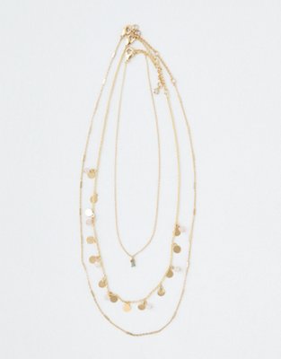 AEO Layered Gold Disc Necklace 3-Pack