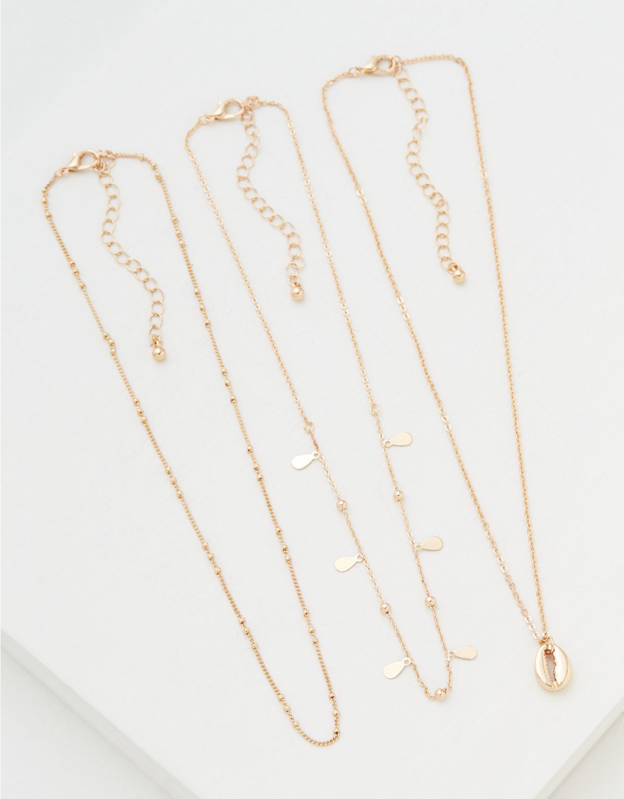 AEO Cowrie Shell Gold Layered Necklaces 3-Pack