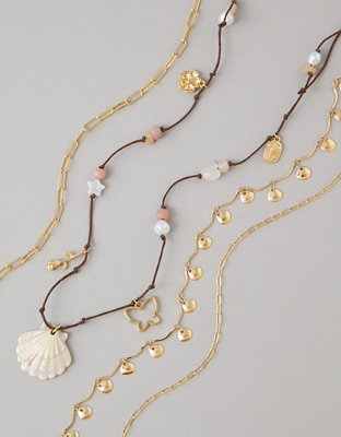 AE Layered Shell Necklaces 4-Pack