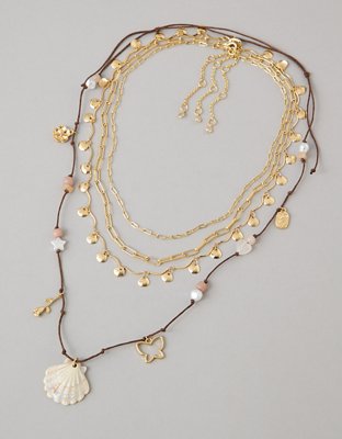 AE Layered Shell Necklaces 4-Pack