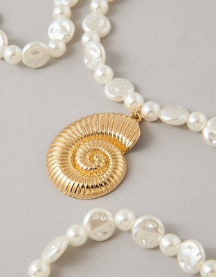AE Faux Pearl & Shell Necklace