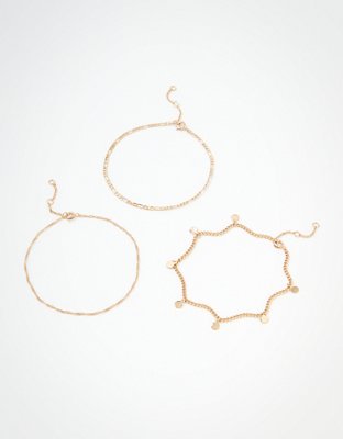 AEO Gold Anklets 3-Pack