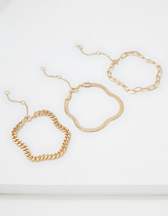 AEO Gold Chunky Chain Bracelets 3-Pack