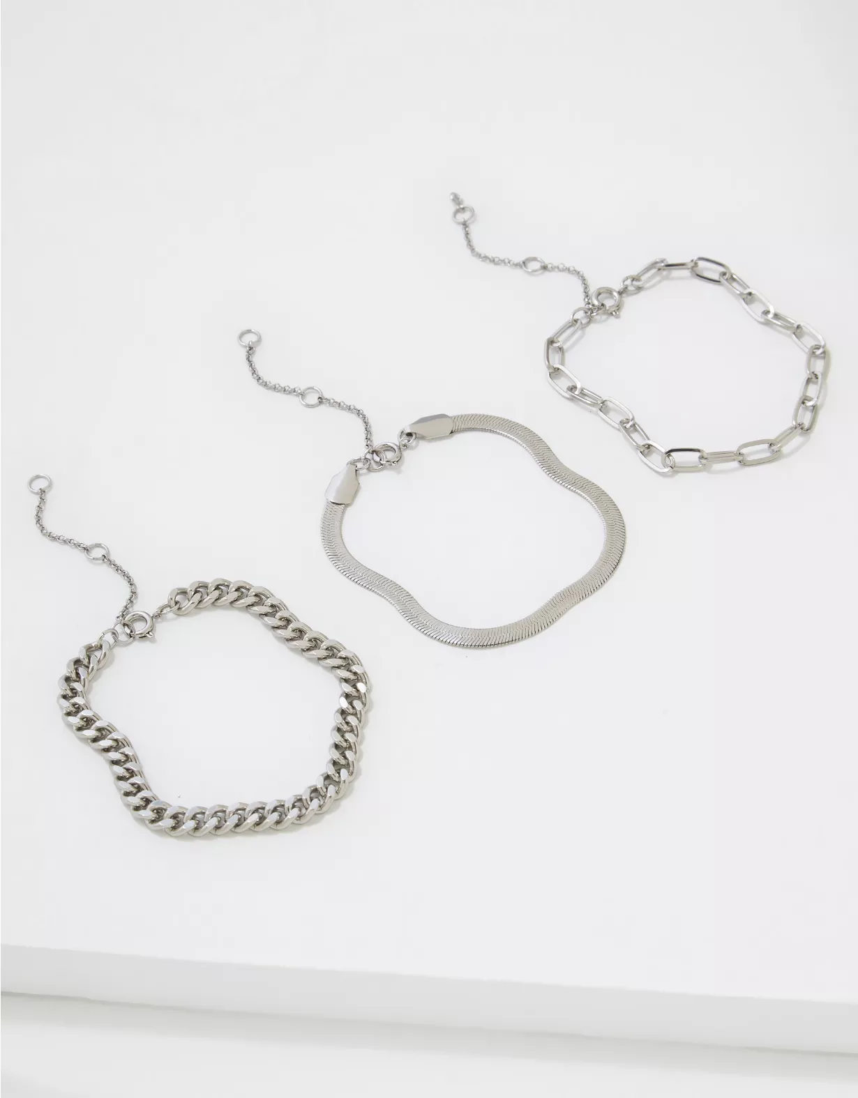 AEO Silver Chunky Chain Bracelets 3-Pack