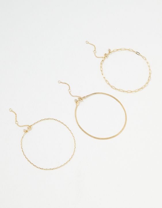 AE The Keeper's Collection 14K Gold Chain Bracelet 3-Pack