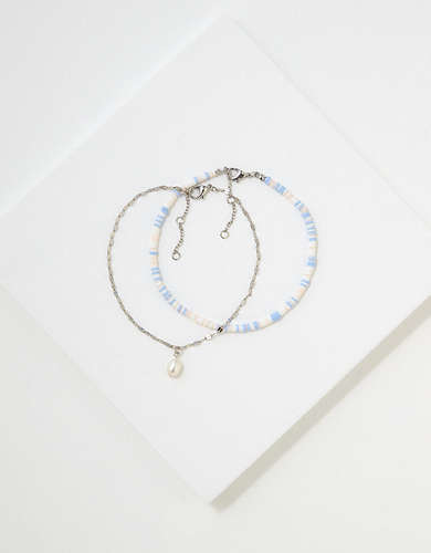 AEO Puka + Pearl Anklet 2-Pack